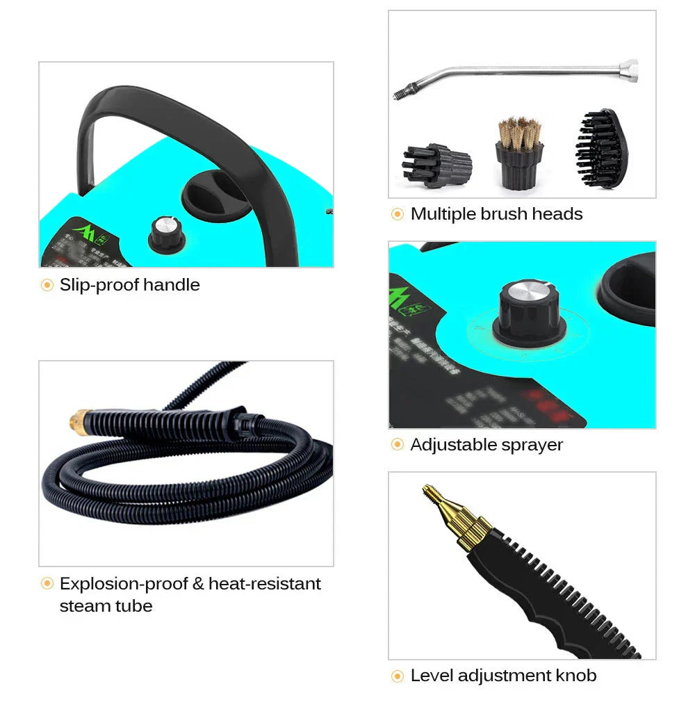 Portable Steam Cleaner with 15-Second Fast Heating | Multipurpose High Pressure Steam Cleaning Machine for Home & Car